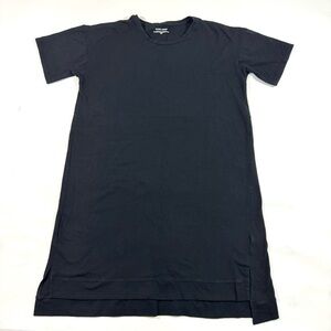 Eileen Fisher Black Popover Tee Shirt Dress Organic Cotton